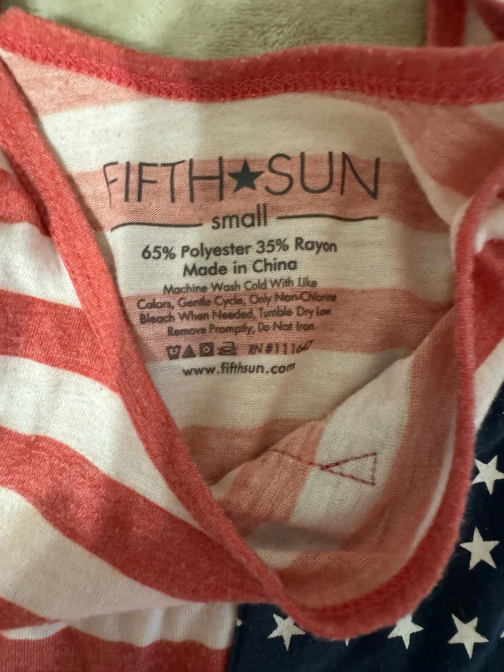 Fifth Sun Red & White Striped Tank with Navy Star Trim